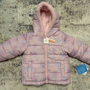 Reversible Pink and Blue Girls Puffer Jacket